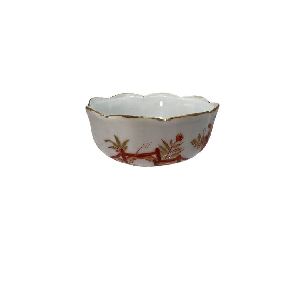 Vtg japanese Rice Bowl Floral, Gold Trim G 1130
